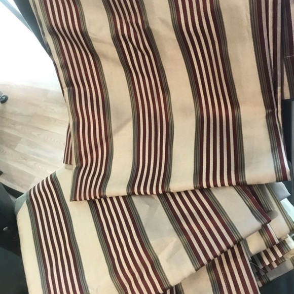 Rodeo Home Red Beige stripe silk long Drapes 90” - Picture 2 of 4